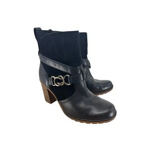 Timberland Glancy Black Leather Suede Buckle Ankle Boots A168O Womens 9.5